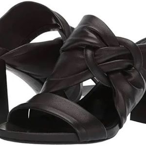 Aquatalia Breanne Nappa Stacked Heel Sandal, Black Leather, Size Women 9.5, NWOT